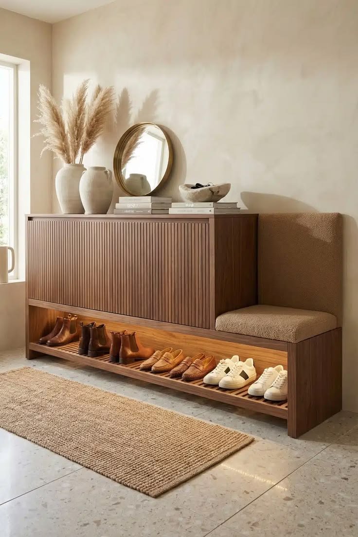 Modern design shoe cabinet with seater